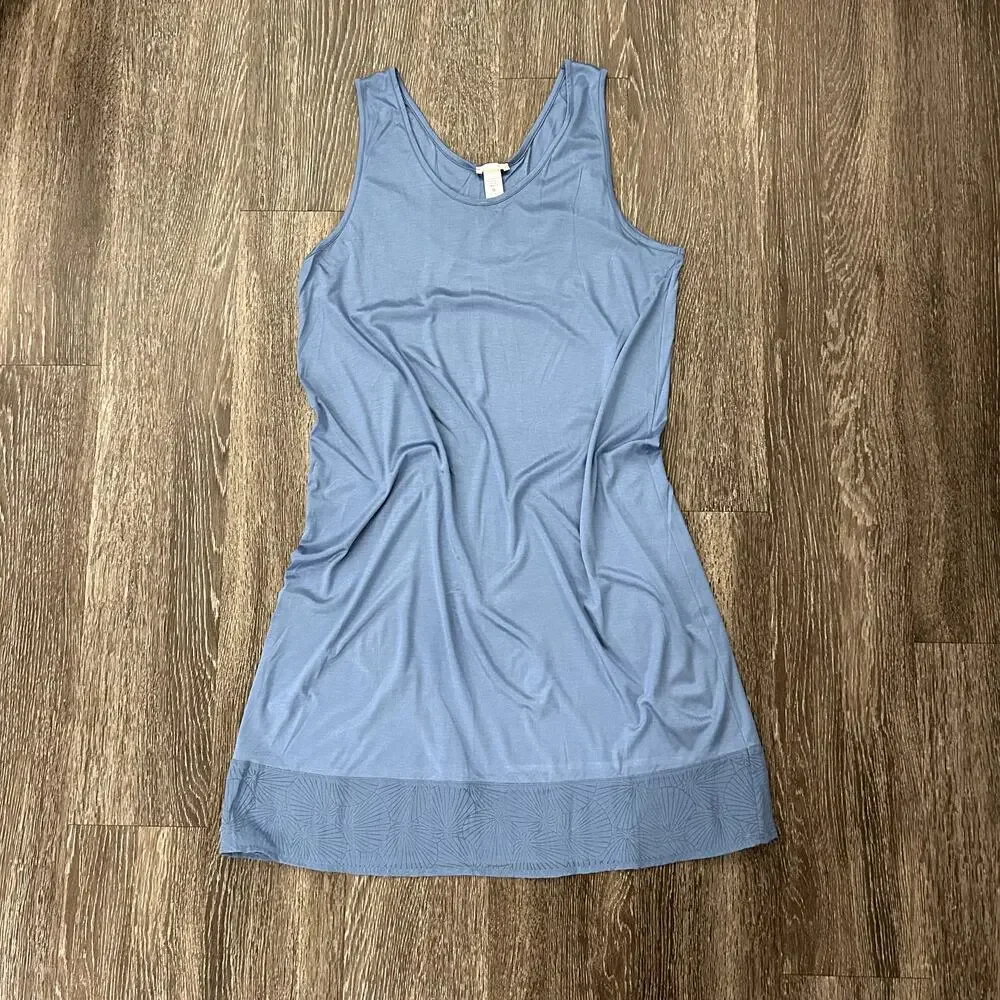 NEW Hanro Blue Modal Silk Nightgown Size M Sleeveless Soft Knit Lounge Dress EUC